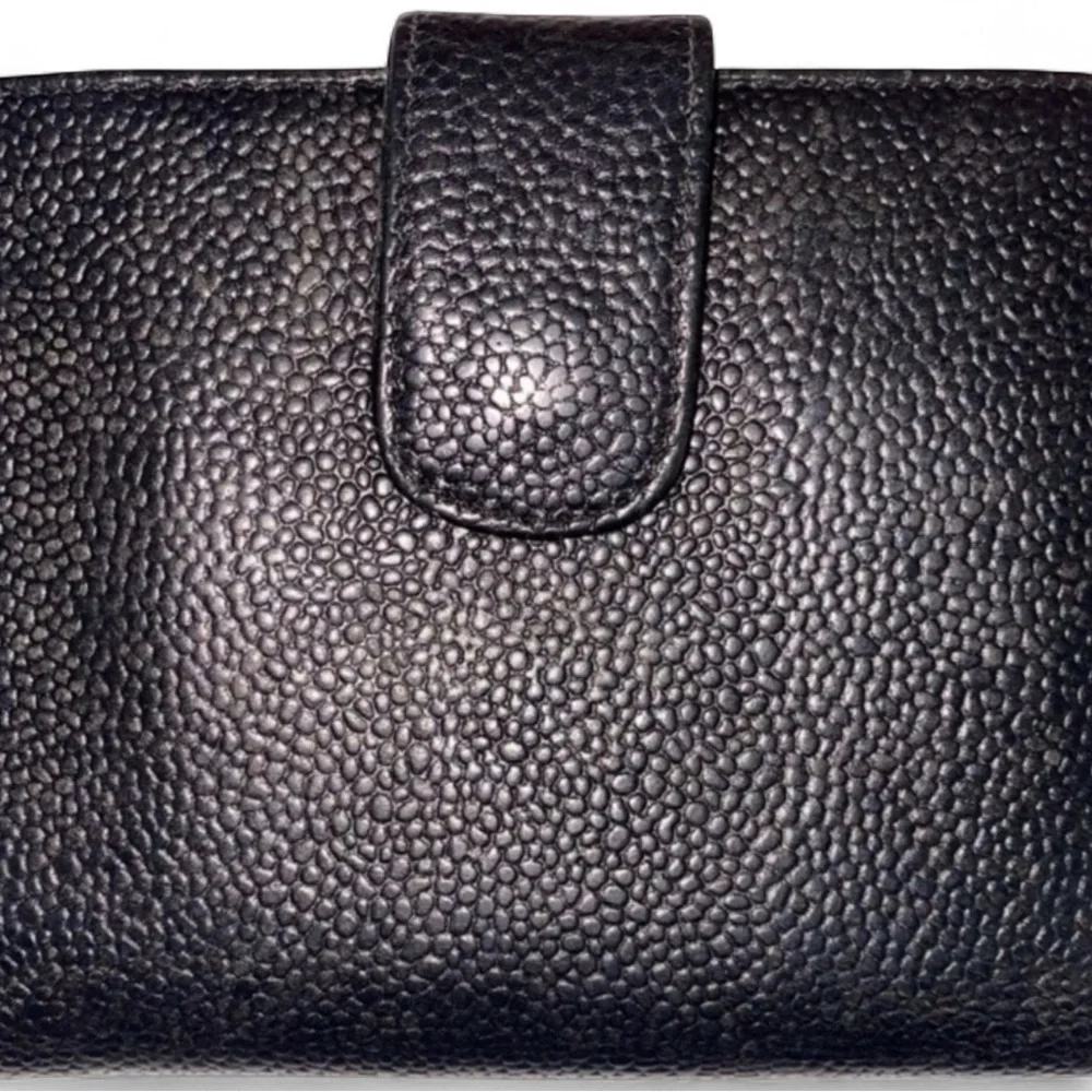 CHANEL Black “CC” Leather Wallet, EUC